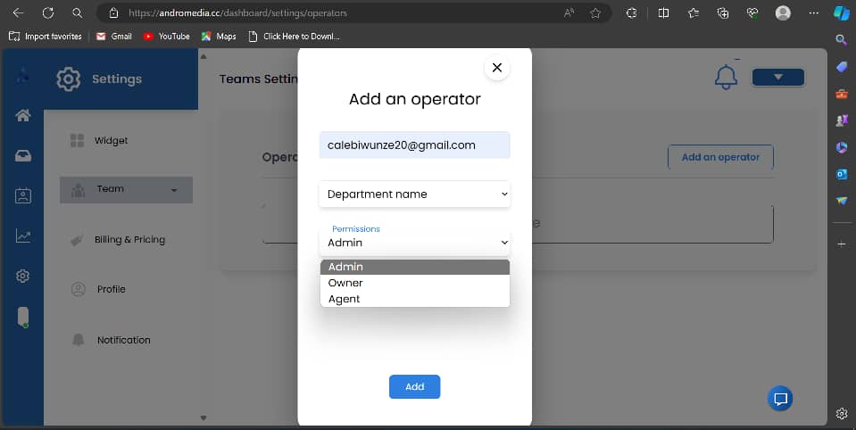 operator page